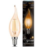 Лампа светодиодная Gauss LED Filament Candle tailed E14 5W 2700K Golden 104801005