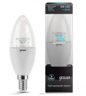 Лампа Gauss LED Candle Crystal Clear E14 6W 4100К диммируемая