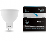 Светодиодная лампа Gauss LED MR16 GU5.3-dim 5W 4100K диммируемая